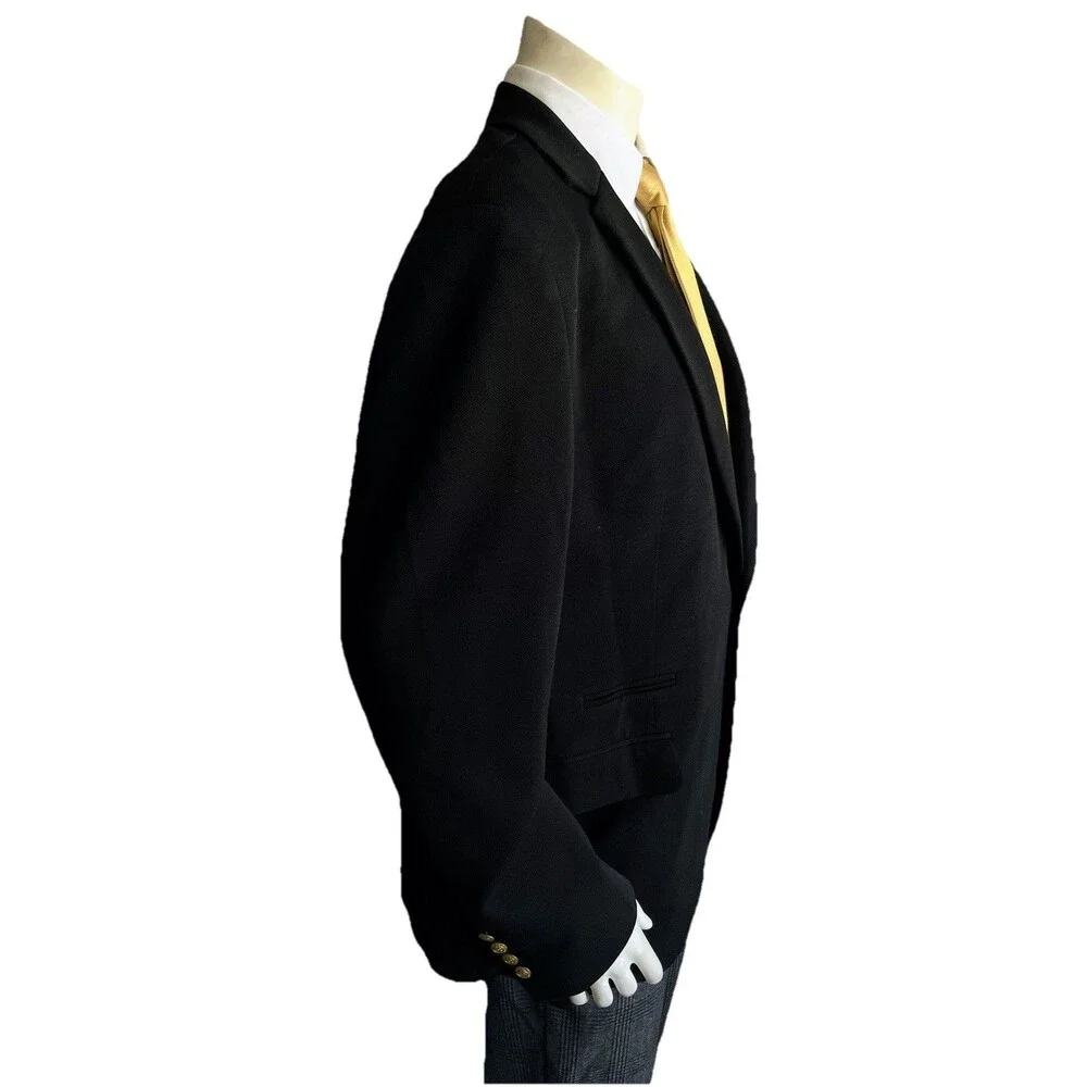 New Barabas Men Blazer 46R Formal Dinner Jacket Gold Buttons Slim Fit Black